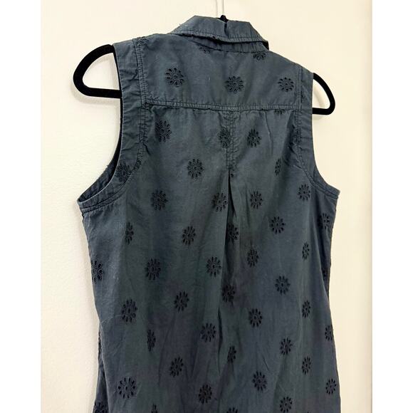 Vineyard Vines Preppy Coastal Classic Resort Black Cotton Eyelet Shirt Dress 8 L - Picture 8 of 8